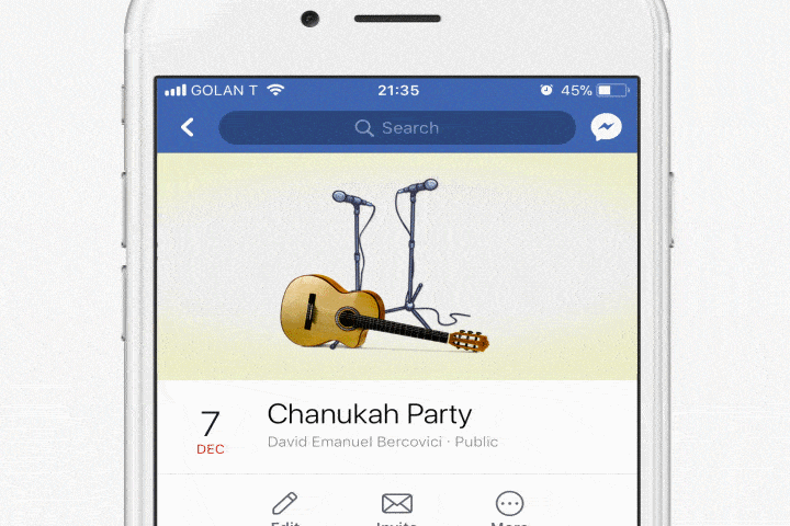 Chanuka animation on facebook event