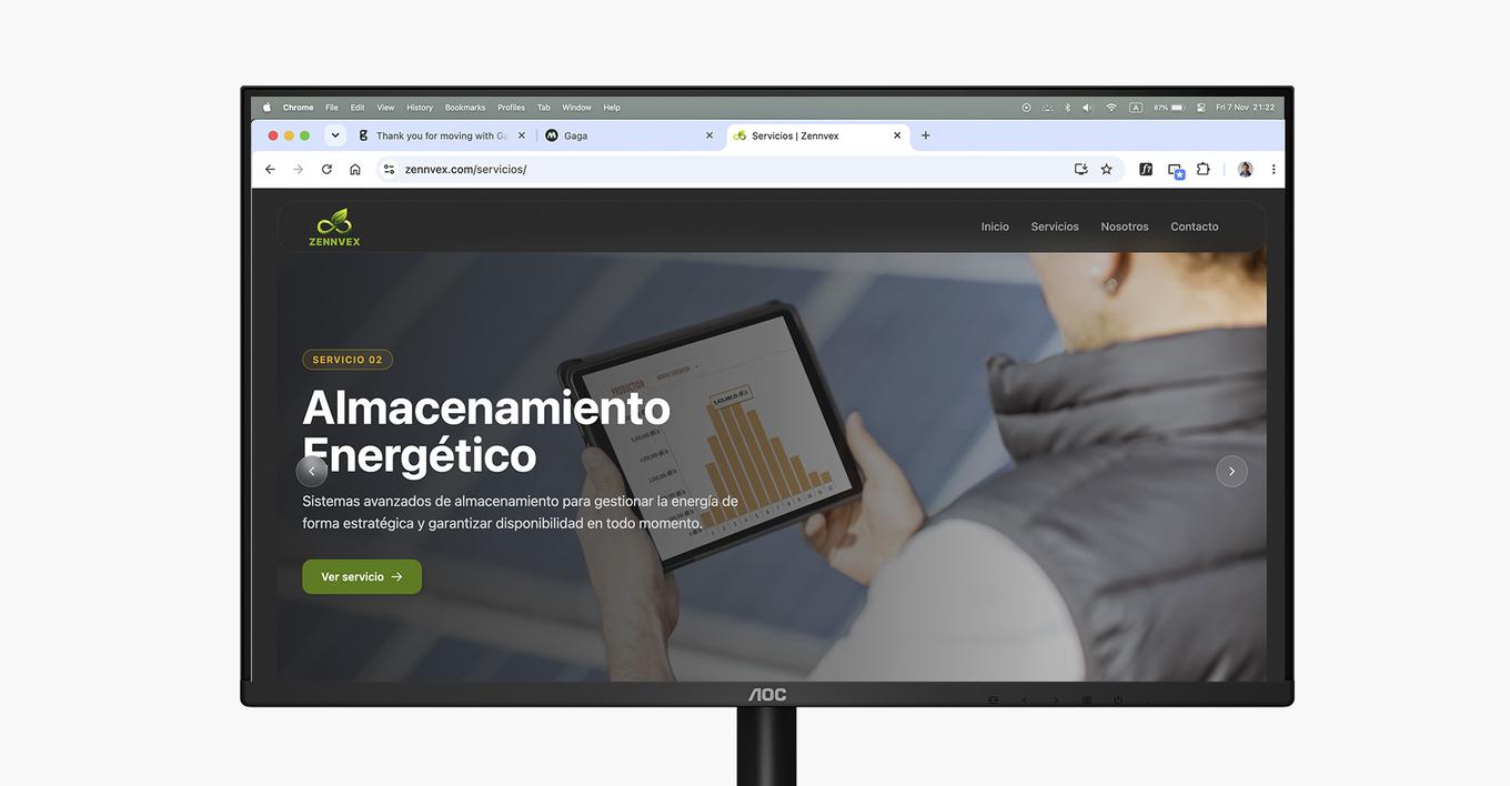 Website on a desktop monitor